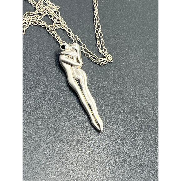 KIM Signed Sterling Wedding Necklace Lovers Embrace Infinity Pendant Adam Eve - Picture 13 of 16